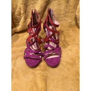 Jessica Simpson Womens Rainha 4" heels Sz: 8.5M Orange Pink Spring Summer Bold